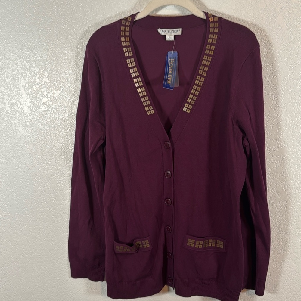 Pendleton Petite Burgundy First Impressions Cardigan Size XLP